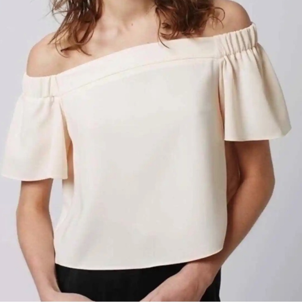 Topshop Off Shoulder Flutter Sleeve Top Size 4
